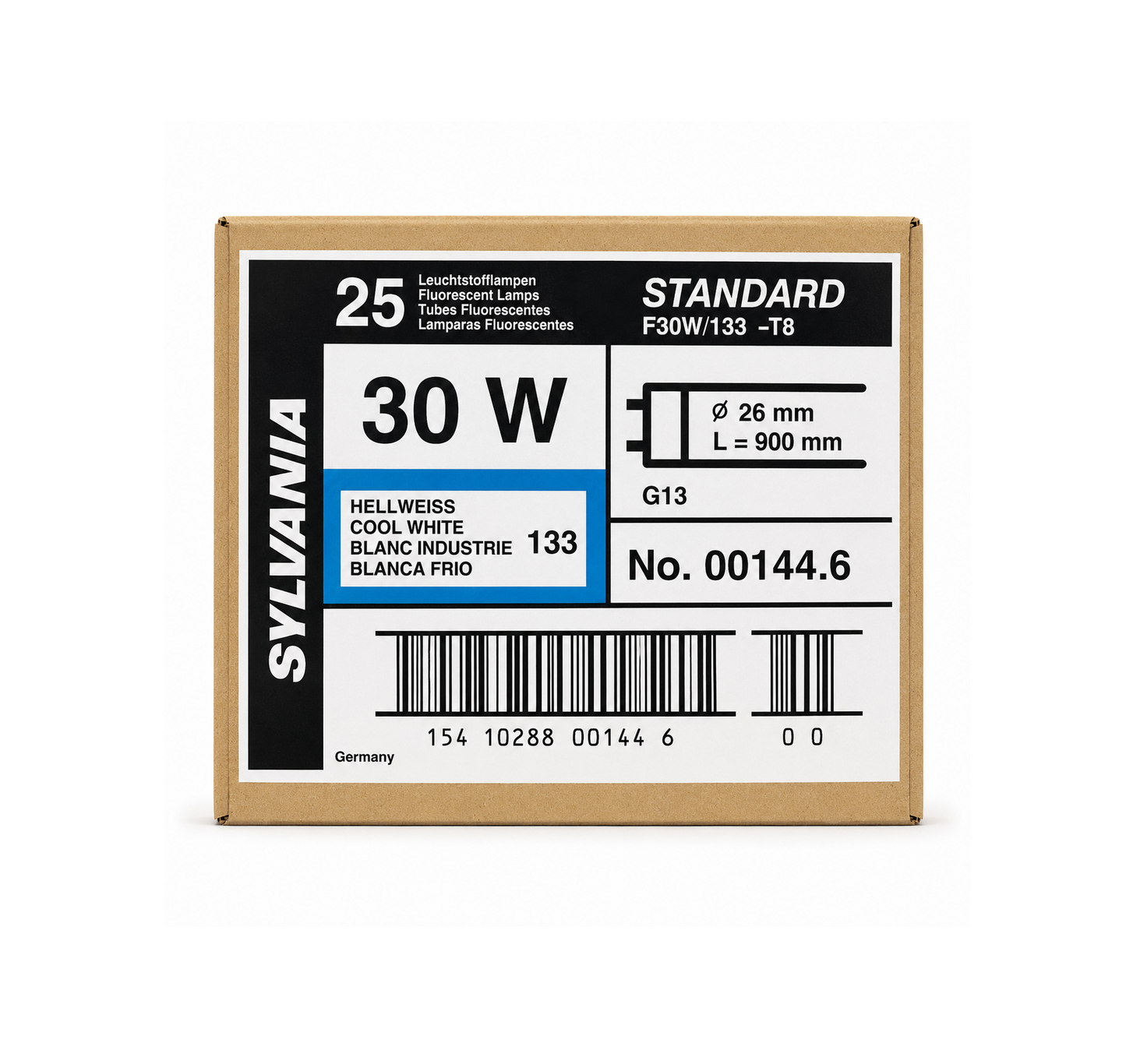 25x SYLVANIA Standard F30W/133 T8 Leuchtstoffröhre 30W Cool White