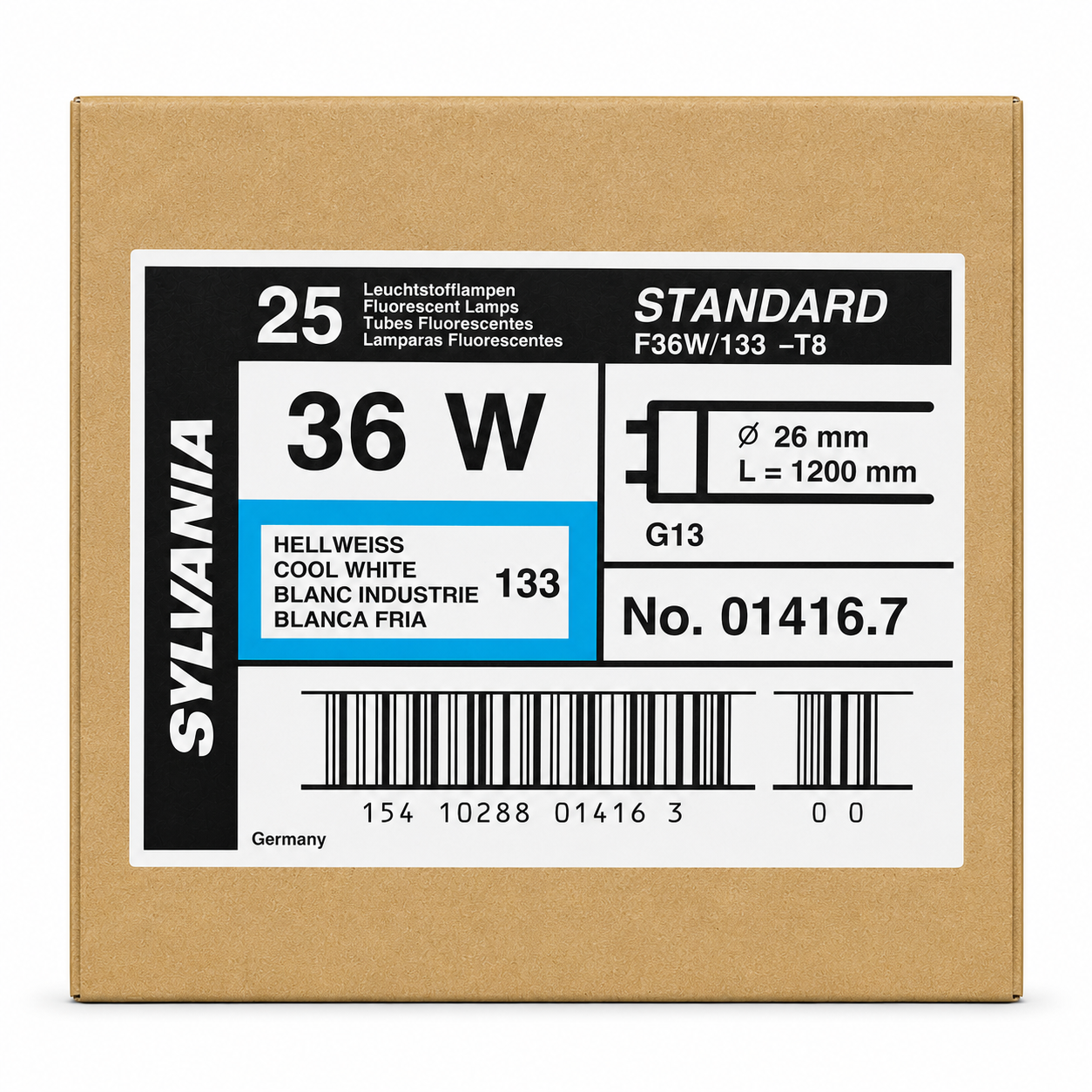 6x SYLVANIA Standard F36W/133-T8 Leuchtstoffröhre 36 Watt