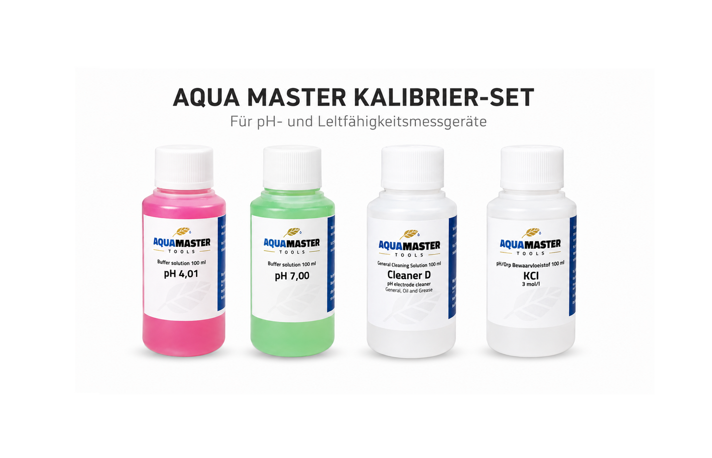 Aqua Master Kalibrierset für pH- und EC-Messgeräte inkl. KCl Aufbewahrungslösung
