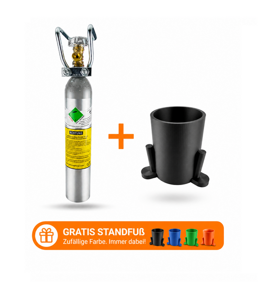 500g CO₂-Mehrwegflasche aus Alu inkl. gratis Standfuß