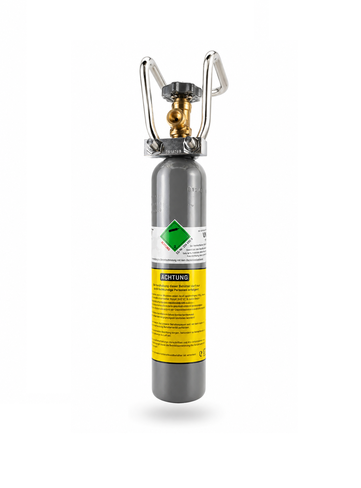 500g CO₂-Mehrwegflasche aus Stahl inkl. gratis Standfuß