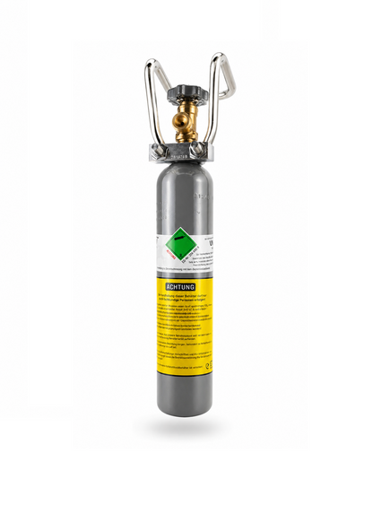 500g CO₂-Mehrwegflasche aus Stahl inkl. gratis Standfuß
