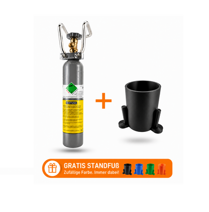 500g CO₂-Mehrwegflasche aus Stahl inkl. gratis Standfuß