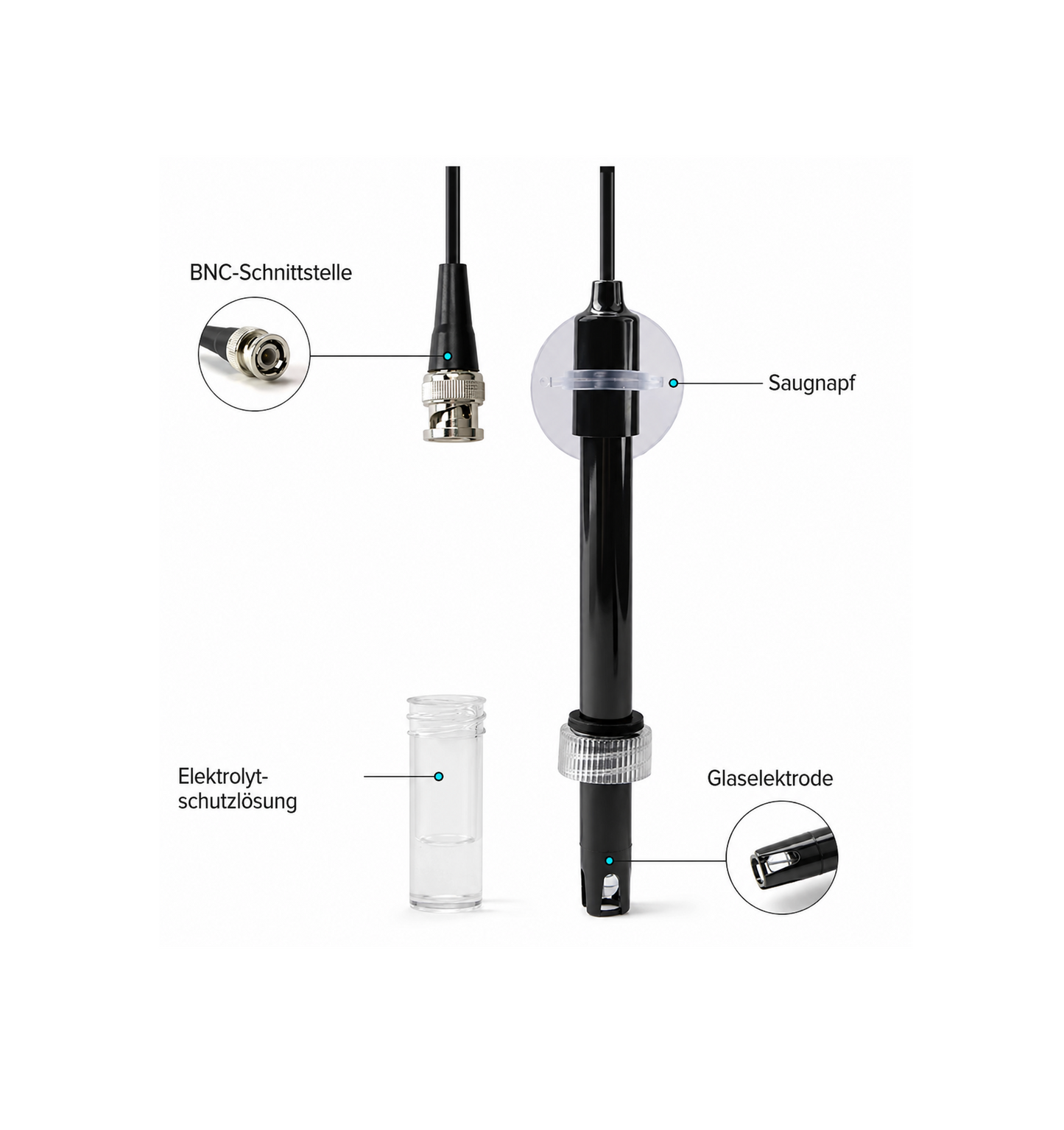 pH Elektrode mit BNC Anschluss für TUNZE pH-Controller