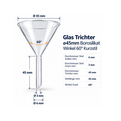 Glastrichter 45 mm aus Borosilikat – praktische Hilfe bei der pH-Elektroden-Kalibrierung