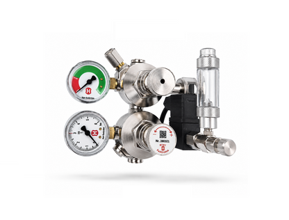 Hiwi Doppelkammer CO₂ Druckminderer | Magnetventil | Rückschlagventil