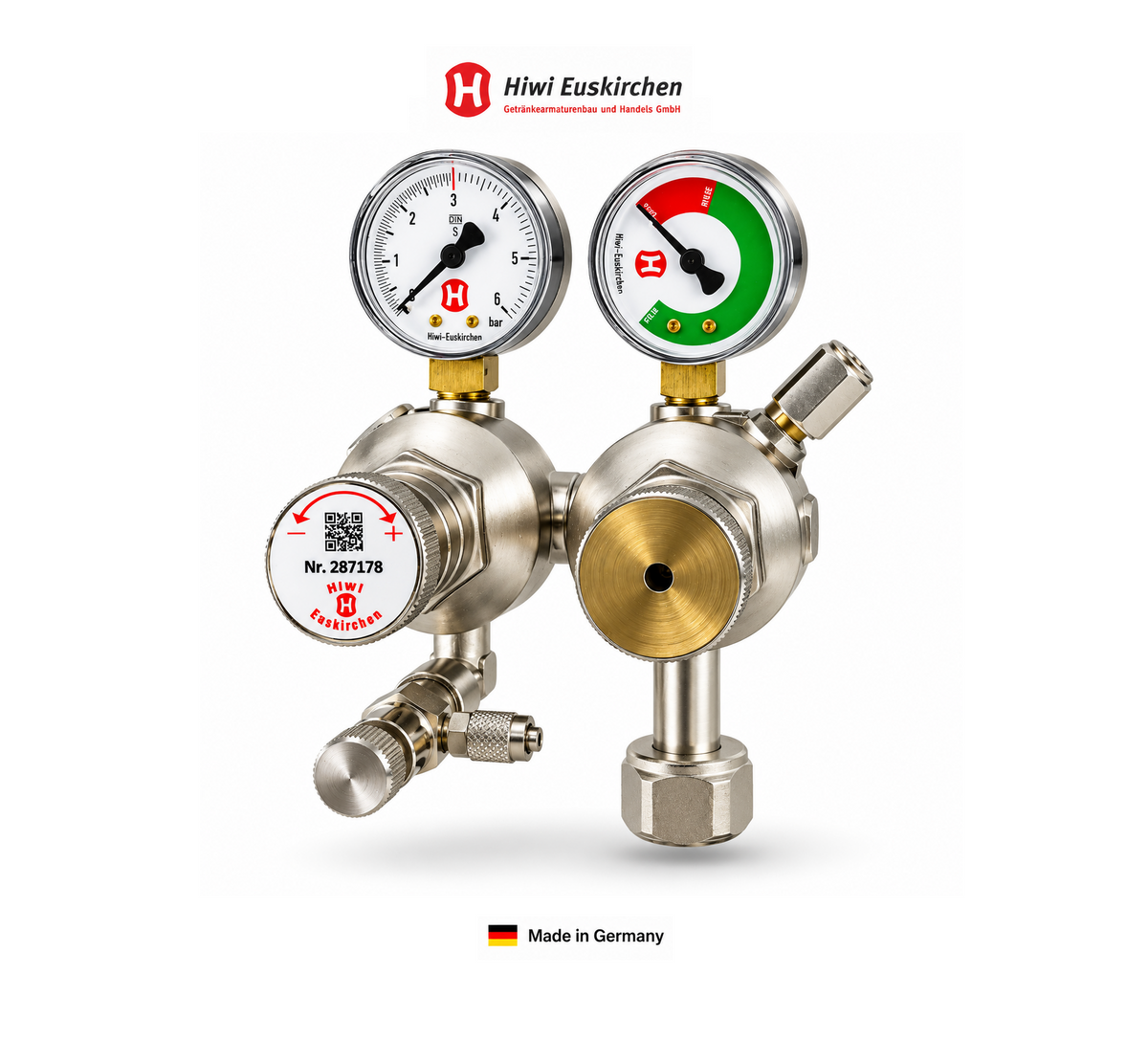Hiwi Doppelkammer CO₂ Druckminderer | Rückschlagventil