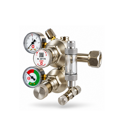 Hiwi Doppelkammer CO₂ Druckminderer | Rückschlagventil