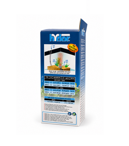Hydor Ario Color 2 – Aquarium Luftpumpe mit LED Beleuchtung für 50–100 Liter