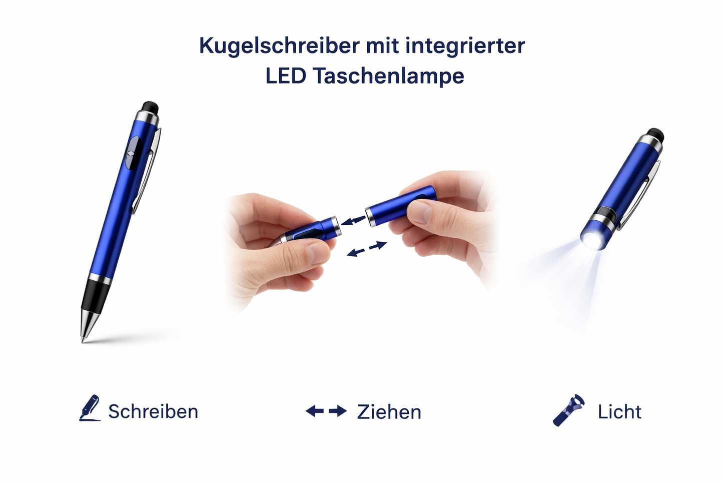 Multifunktions-Kugelschreiber mit integrierter LED Taschenlampe & Touchspitze