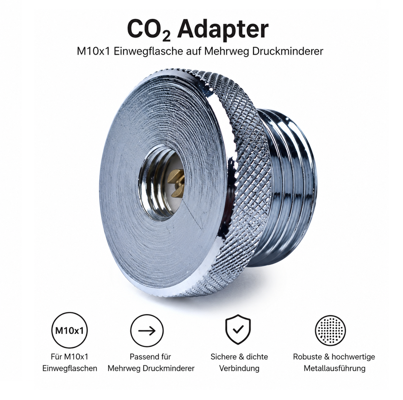 CO₂ Adapter für M10x1 JBL/EHEIM Flasche auf Mehrweg Druckminderer