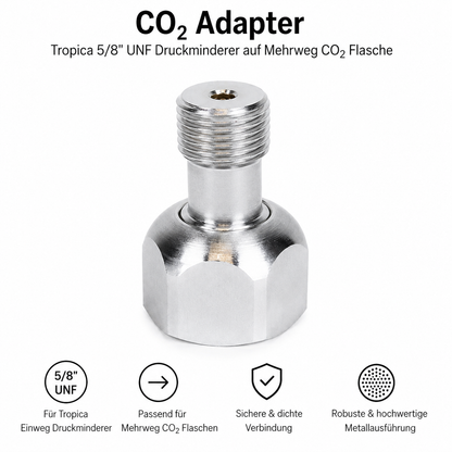 CO₂ Adapter Tropica 5/8" UNF Druckminderer auf Mehrweg CO₂ Flasche