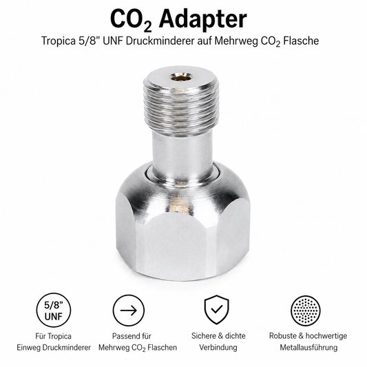 CO₂ Adapter Tropica 5/8" UNF Druckminderer auf Mehrweg CO₂ Flasche