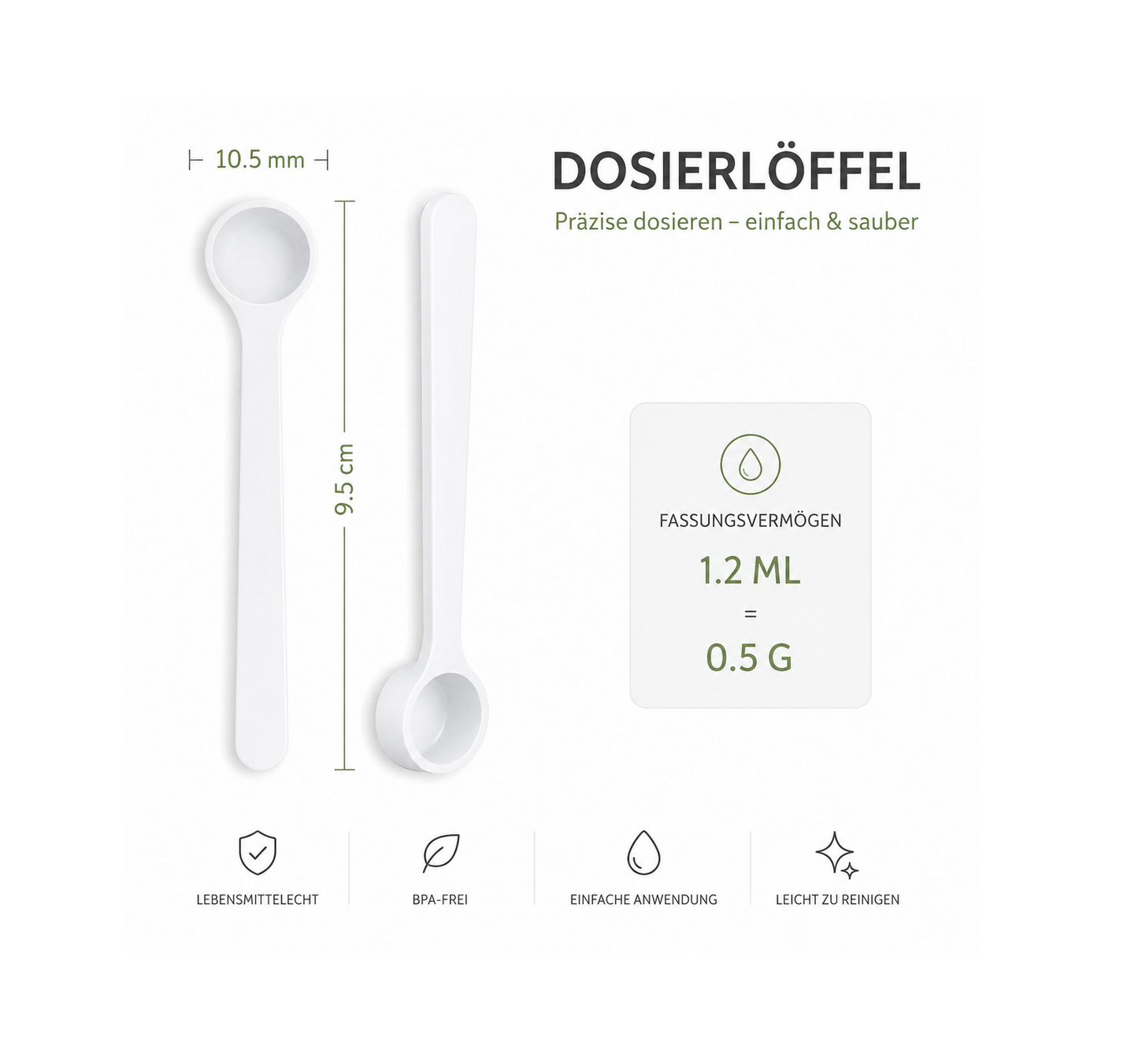 Mini Dosierlöffel 1,2 ml / 0,5 g für Aquaristik, Garnelenfutter und Mineralien