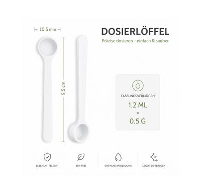 Mini Dosierlöffel 1,2 ml / 0,5 g für Aquaristik, Garnelenfutter und Mineralien