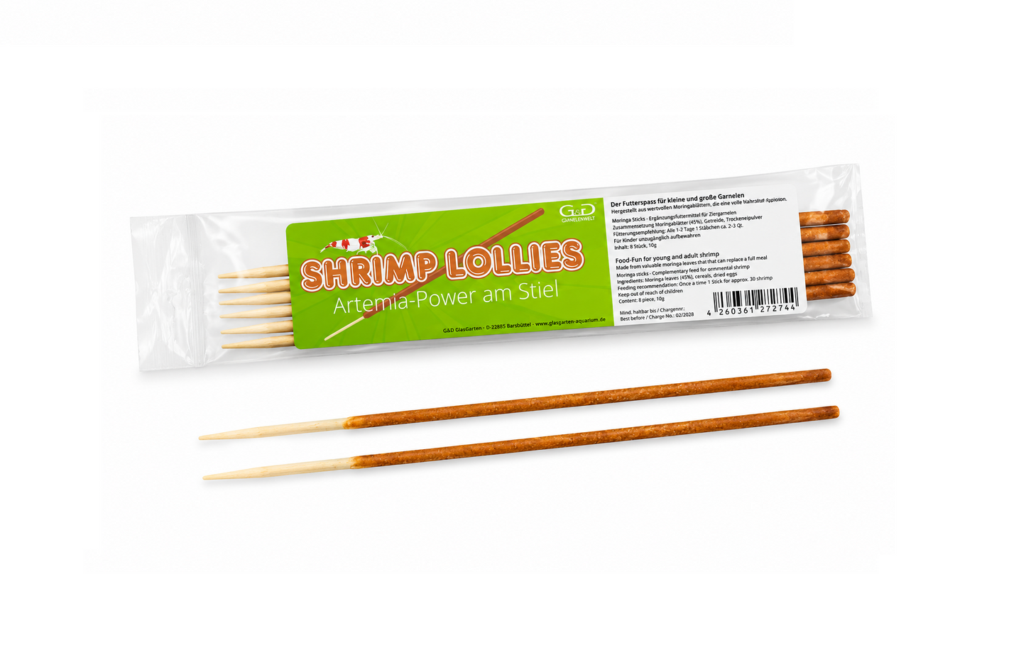 GlasGarten Futter Sticks | Shrimp Lollies - Futterspaß für Garnelen