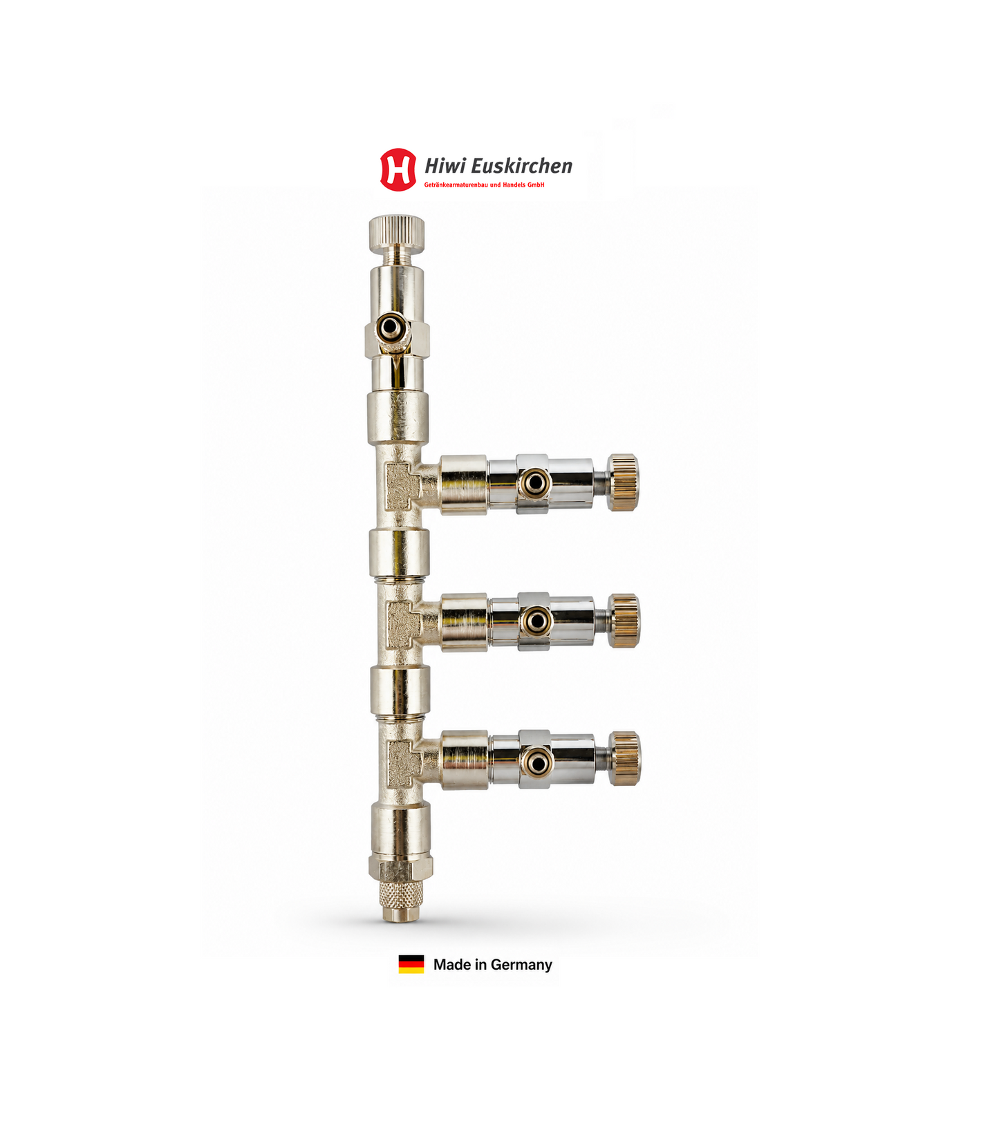 Hiwi CO₂ 4-fach Verteiler mit Feinnadelventilen inkl. Rückschlagventil & Halterung