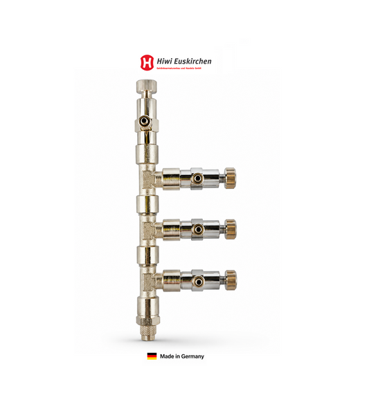 Hiwi CO₂ 4-fach Verteiler mit Feinnadelventilen inkl. Rückschlagventil & Halterung