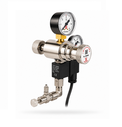Hiwi CO₂ Druckminderer für Mehrwegflaschen | Magnetventil | Blasenzähler| RV