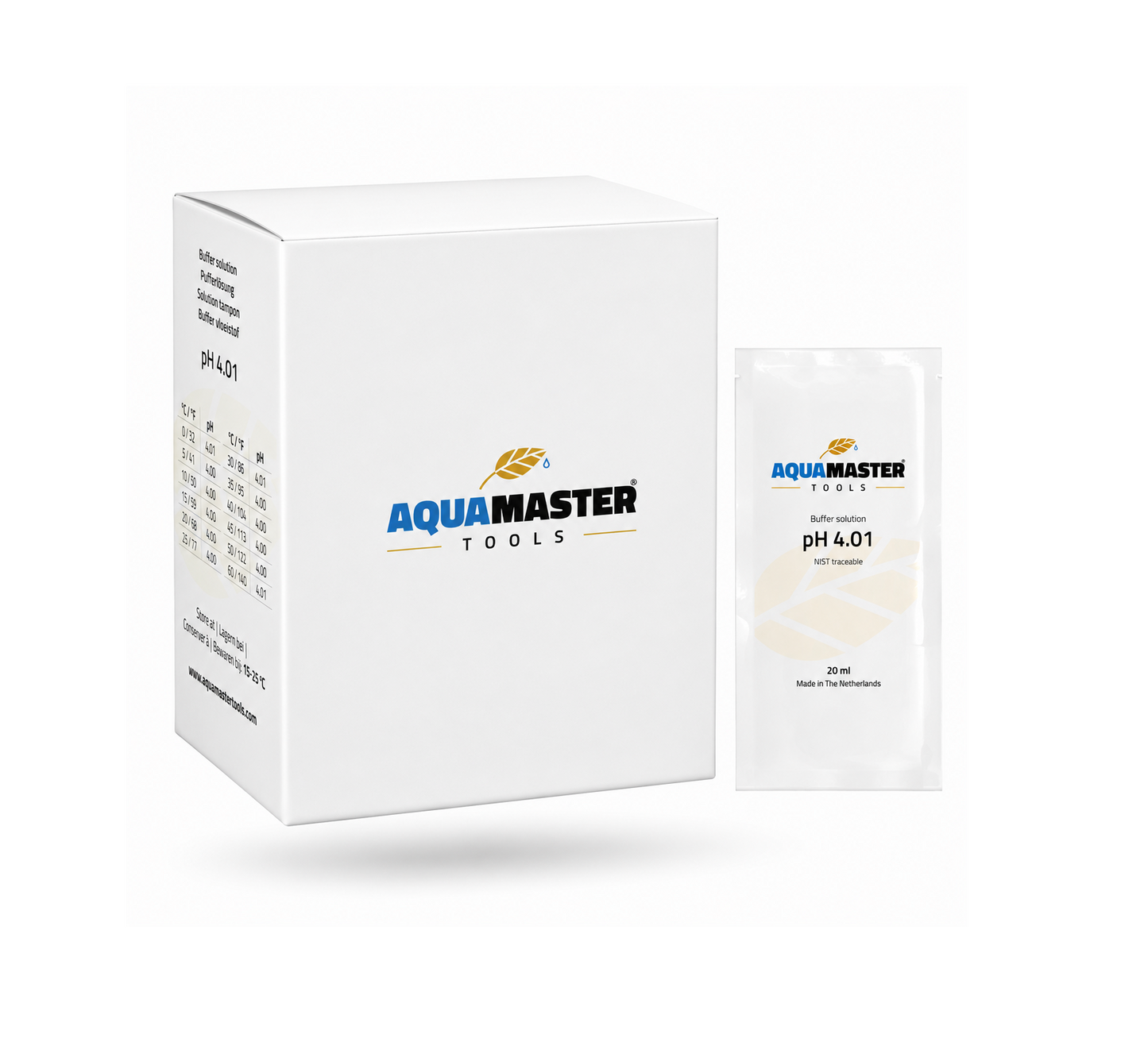 Aqua Master pH Elektroden Eichlösung | Kalibrierlösung pH 4,01 – 20 ml Beutel
